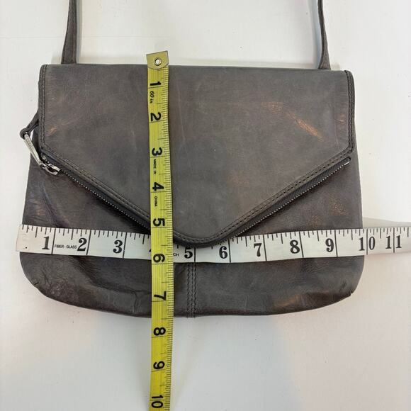 Hobo Adelle Gray Leather Foldover Crossbody Bag - Picture 6 of 9